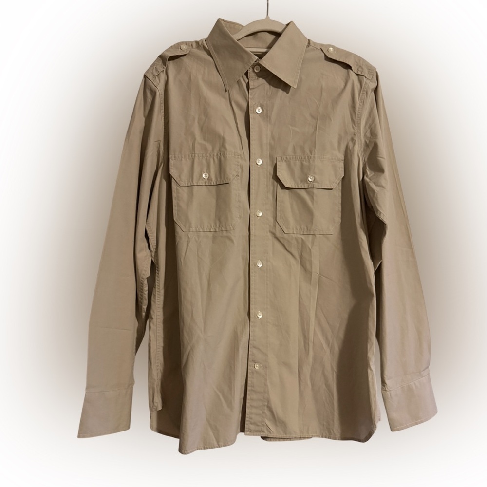 Banana Republic 80s Safari Collection Khaki Button Down Long Sleeve Shirt L